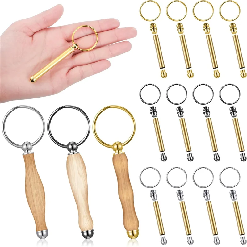 12Pcs Woodturning Keychain Kit Wood Turning Accessories Mandrel Wood Turning Keychain For Woodworking Gifts
