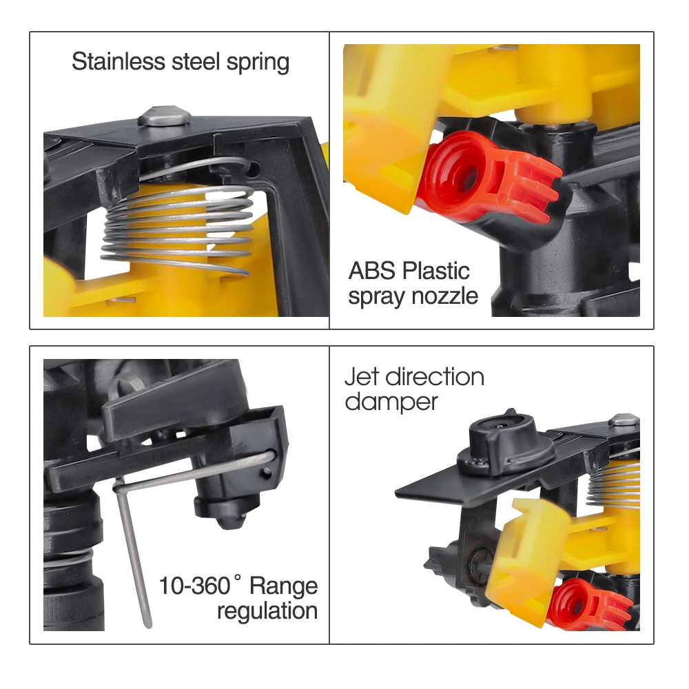 1/2" 3/4" Male Farm Rotating Rocker Sprinklers 360&deg; Adjustable Watering Jet Nozzle Agricultural Lawn Garden Irrigation Spray