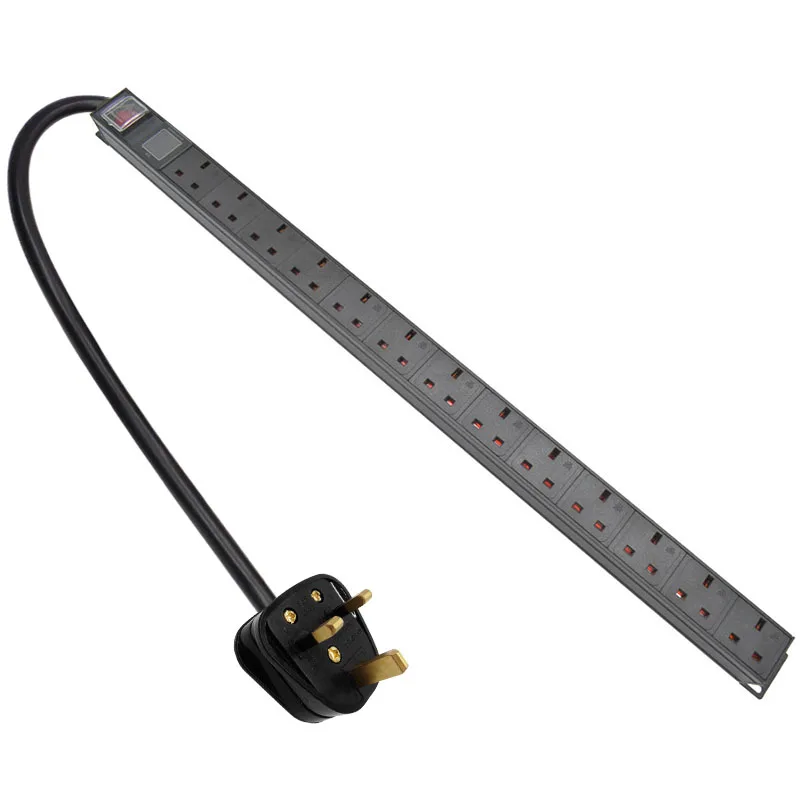 

PDU Power Strip Network Cabinet Rack UK Adapter output 13 Way socket and 13A 3500W Aluminum alloy shell 2m Extension Cord
