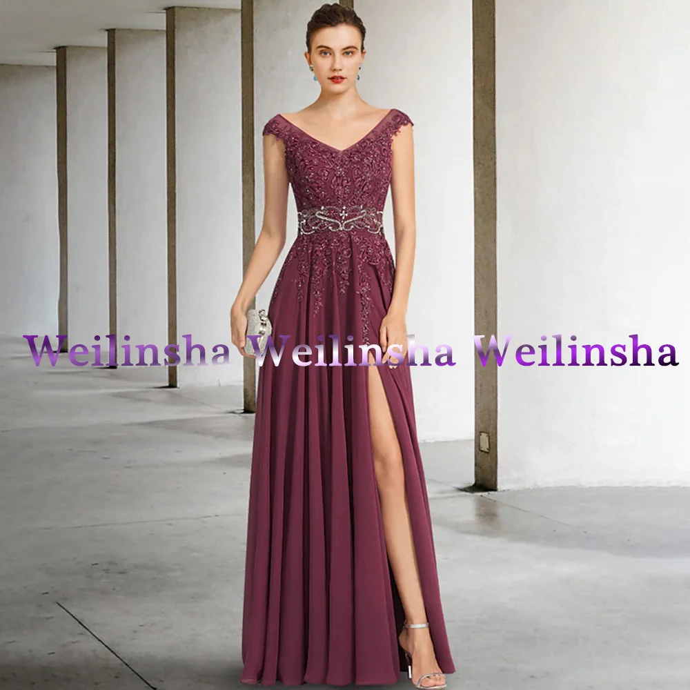 Weilinsha Elegant Wedding Guest Dress Sexy Side Slit Long Mother of the Bridal es 2023 New In   The Bride 