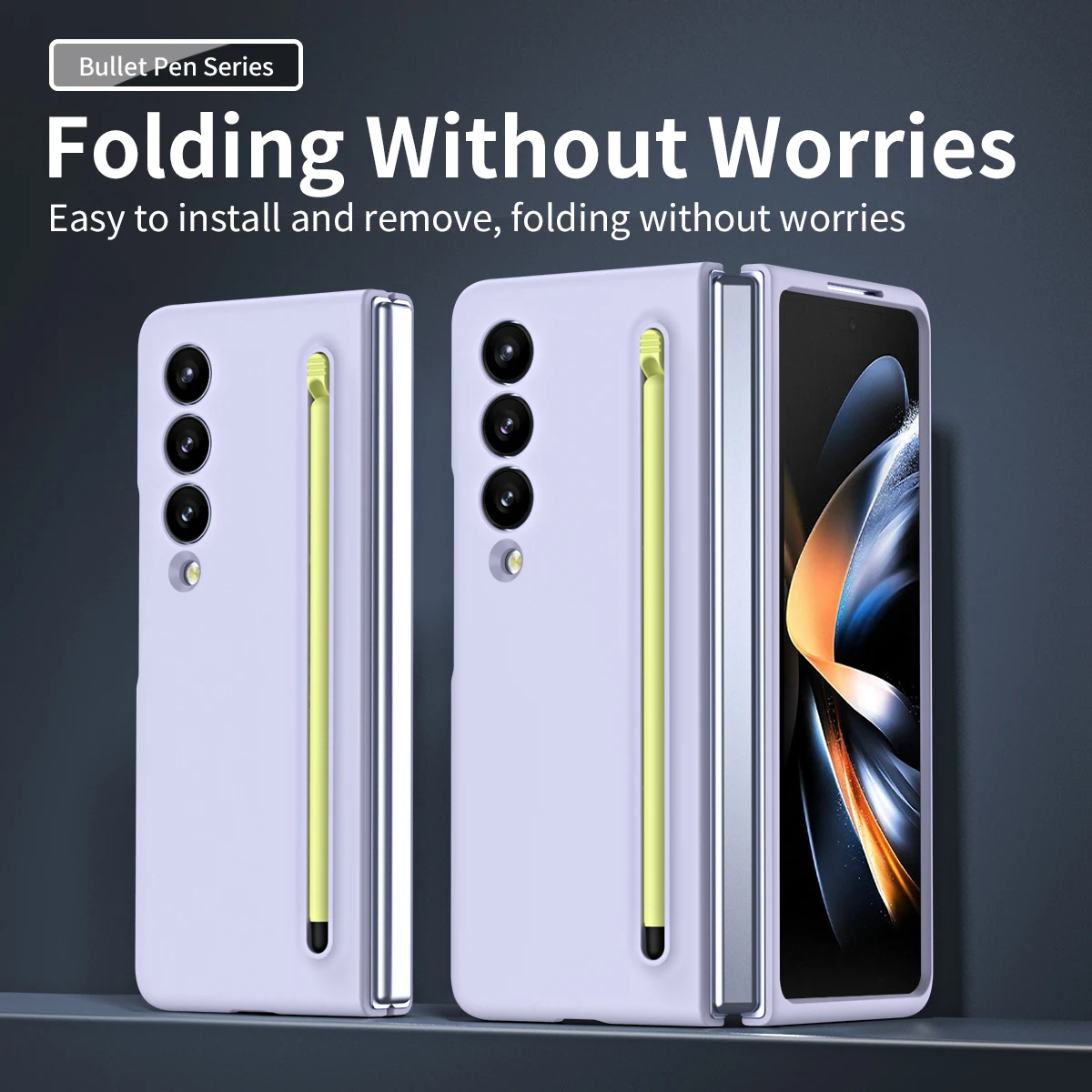 For Samsung Galaxy Z Fold 5 4 3 Case Colorful Skin-Friendly Matte With Tempered Film And Touch Pen Folding Shockproof Hard Cover