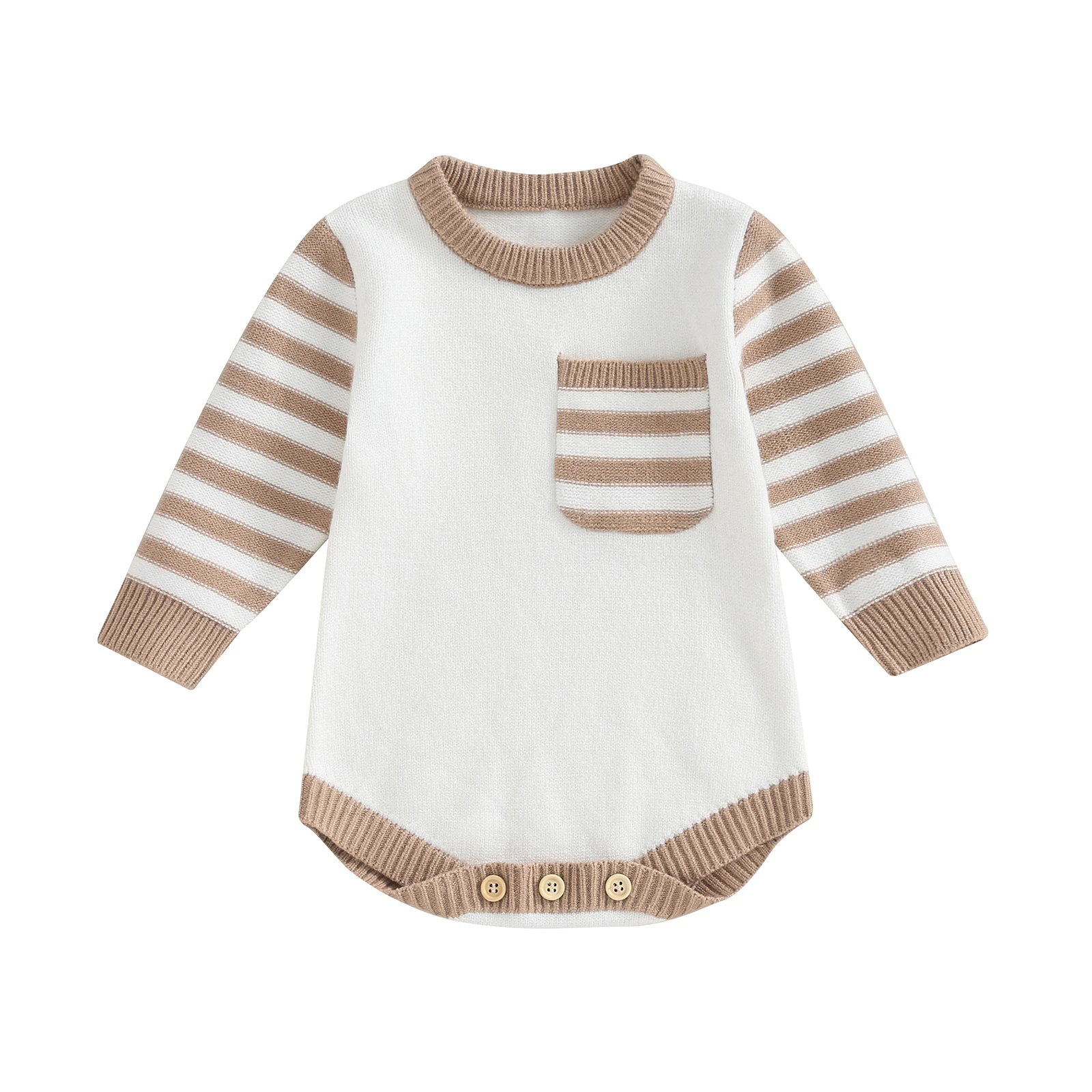 PudcocoInfantNewbornBabyGirlBoySweaterRomperStripedLongSleeve