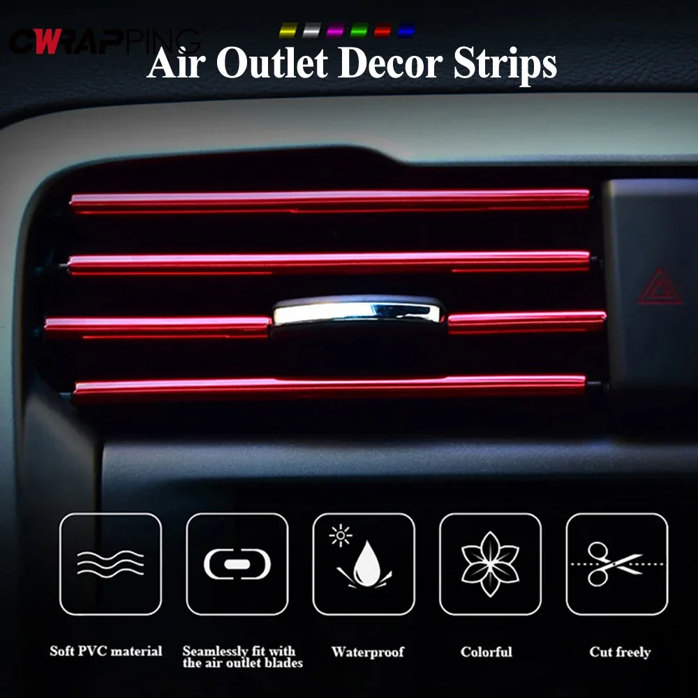 10 PCS Car Air Conditioner Outlet Decorative U Shape Moulding Trim Strips Auto Air Outlet Trim Strips Auto Styling Accessories
