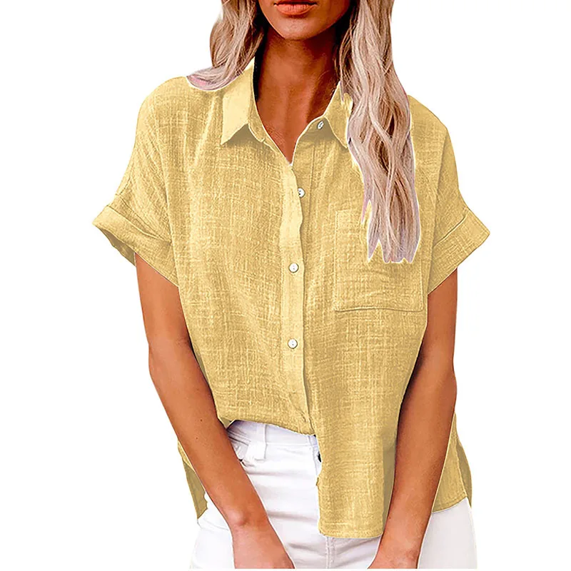 S03bc6b7185ee4b5c9dc1e0f2a76674cb0 Solid Casual Loose Shirts For Women Summer Vintage Women's Oversized Shirts And Blouses Fashion Elegant Youth Female Tops Mallzona