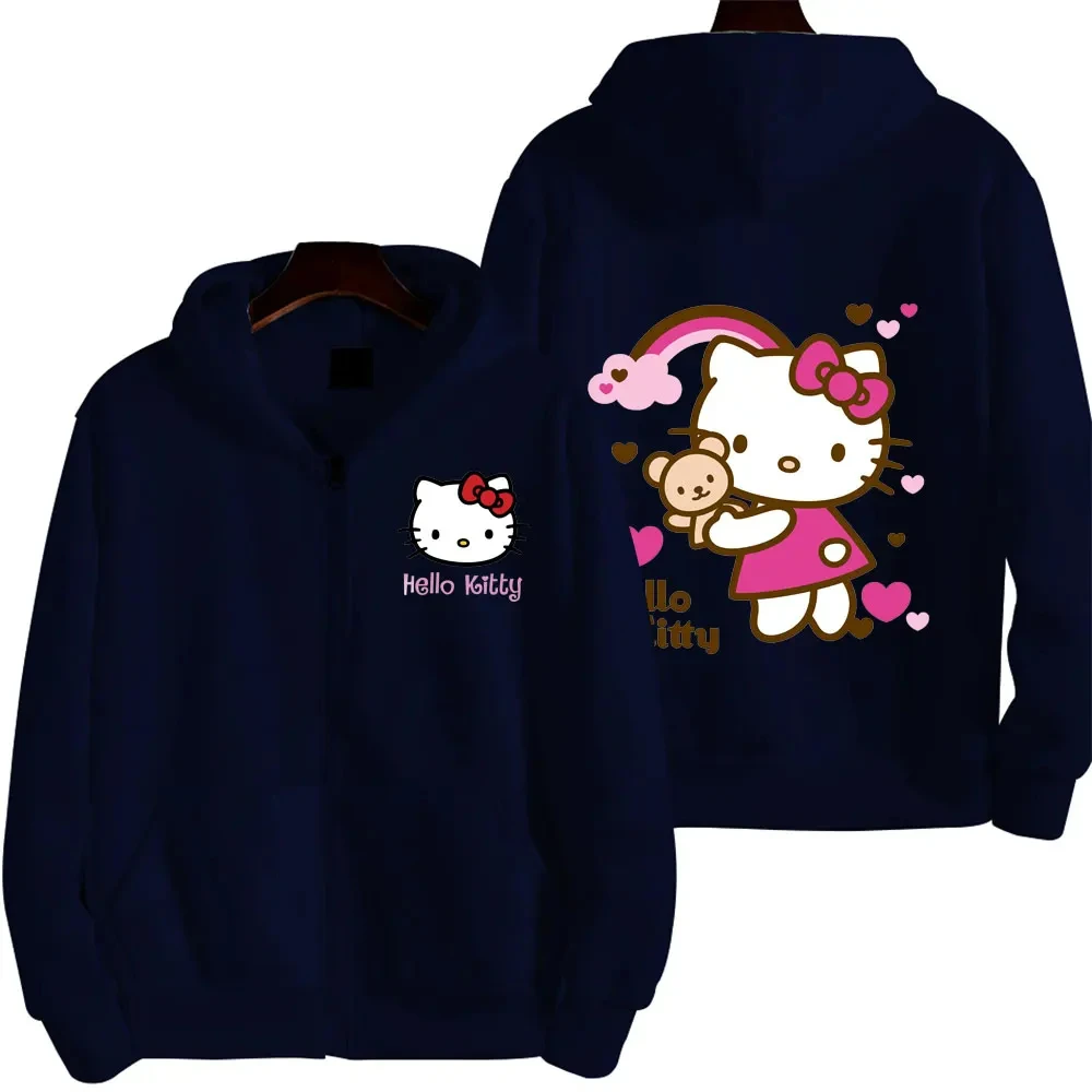 thumbnail image 1 of Sudadera con capucha y cremallera para mujer, otoño e invierno, nueva y bonita sudadera con estampado de Hello Kitty de Sanrio Kawaii, ropa de calle 2024 para mujer, 1 of 5