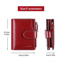RFID anti-theft brush new three fold multi fold genuine leather cowhide wallet multifunctional anti tamper magnetic card bag sho - Image 6