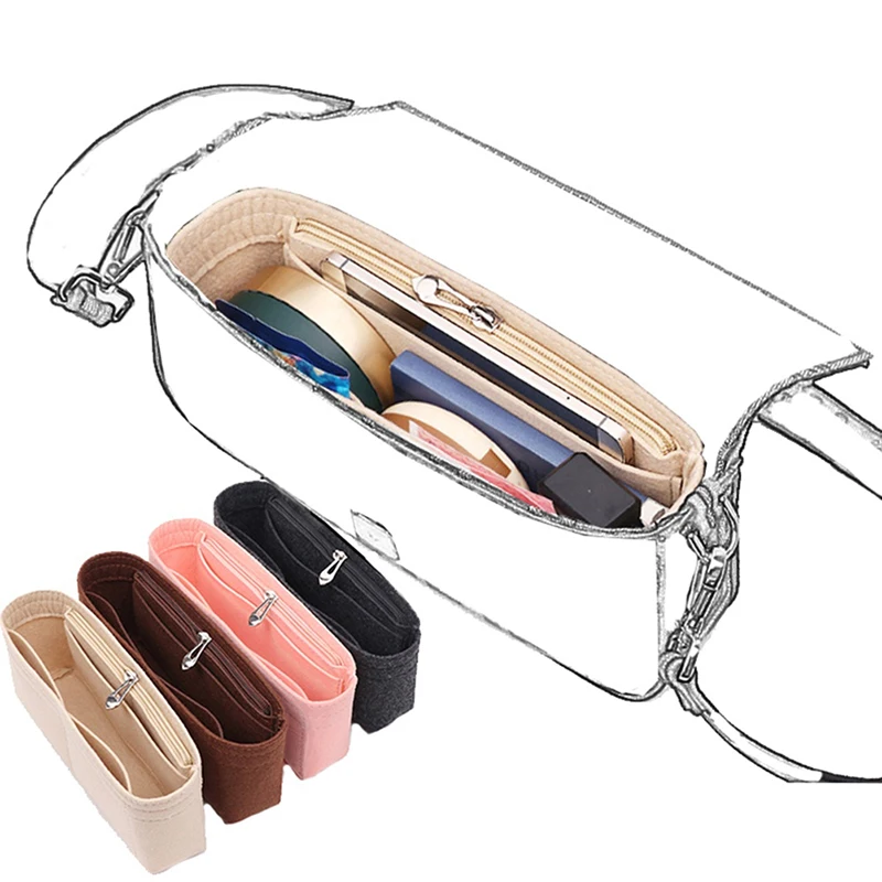 

1PC Felt Insert Bag Organizer, Makeup Organizers, Liner Perfect for Brand Women's Handbags For Baguette And Cosmetic Bags