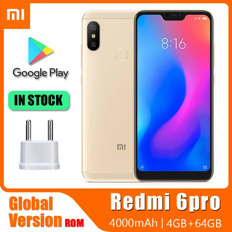 Смартфон Xiaomi Redmi 6 Pro / Mi A2 lite сотовый телефон с чехлом для телефона аккумулятор 4000