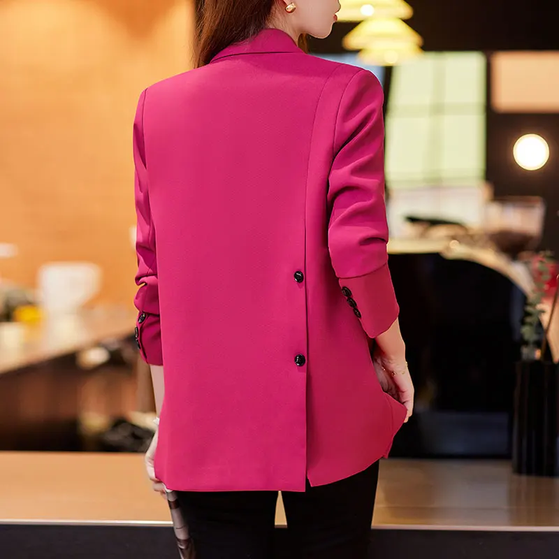 S-4XL Large Size New Arrival Autumn Winter Women Ladies Blazer Pink Black Coffee Female Long Sleeve Solid Casual Jacket Coat large size new arrival autumn winter ladies casual blazer coat women   coffee plaid long sleeve single button slim jacket
