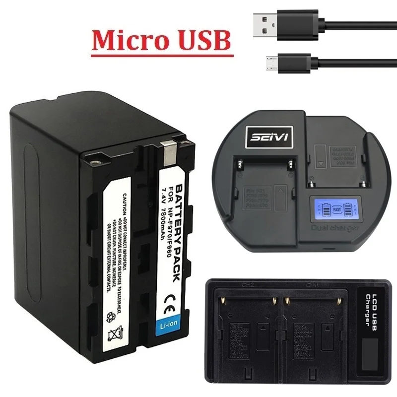 Np-F970 Np-F960 Np F970 7800Mah Batteria E Lcd Caricabatterie Normale O Rapido Per Sony Hvr-Hd1000 Hvr-Hd1000E Hvr-V1J