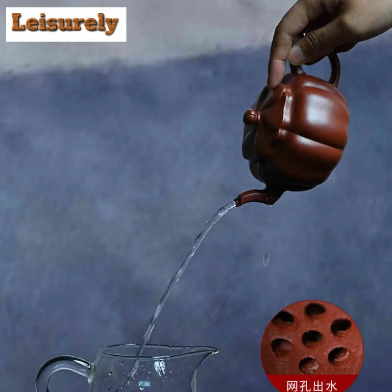 200ml Antique Yixing Purple Clay Teapots Handmade Rib Lotus Seed Pot Raw Ore Zhu Mud Kettle Zisha Tea Set Decoration Craft Gift