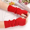 Long Fingerless Gloves Women‘s Mitten Winter Arm Warmer Knitted Arm Sleeve Fine Casual Soft Girls Goth Clothes Punk Gothic Glove 5