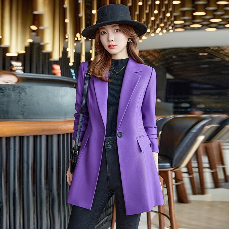 2025 New Purple Women's Trench Coat Blazer Autumn Fashion