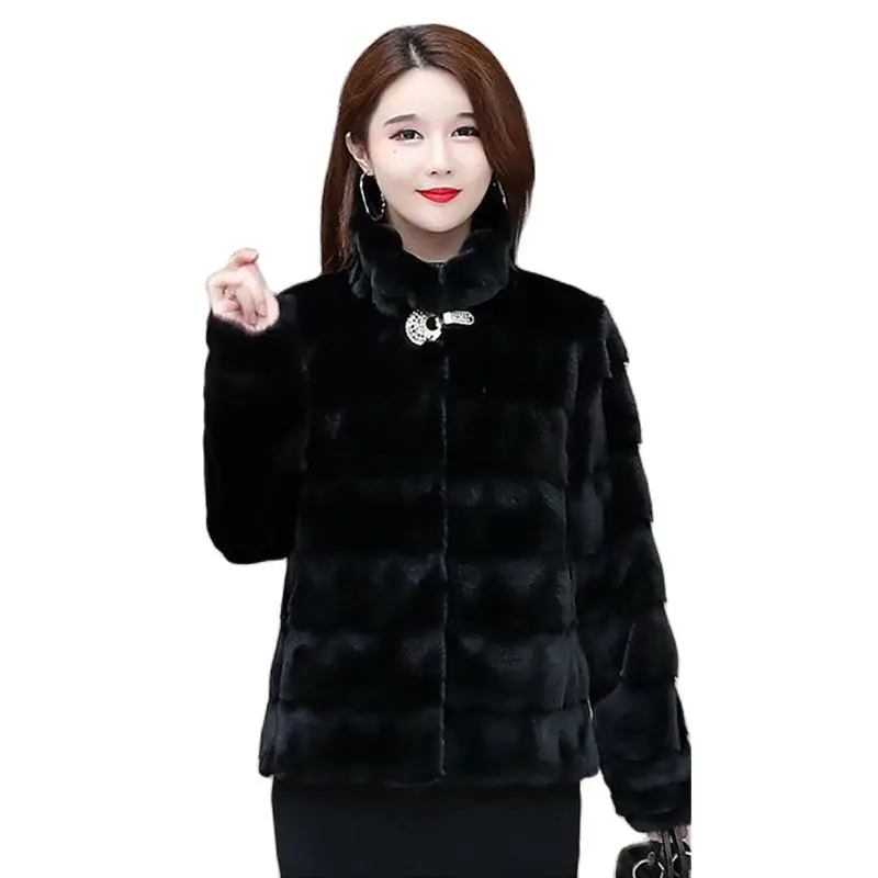 

Danish Mink Fur-like Thick Coat Female Short Foreign Fashion Mother Autumn And Winter Clothes Loose Large Size Temperament Coat