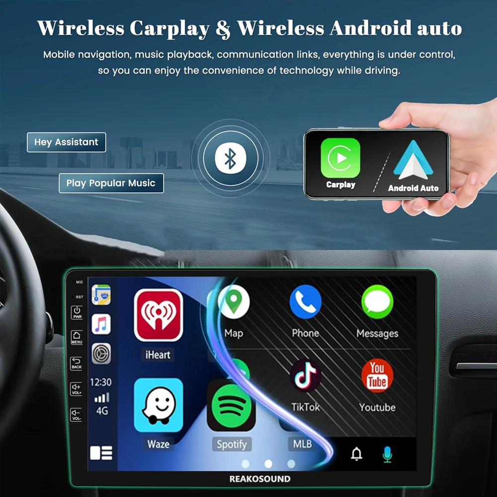 Фото Автомагнитола Carplay универсальная, мультимедийный плеер на Android, с GPS, AUX, USB, FM, Wi-Fi, Bluetooth, типоразмер 2 Din №2