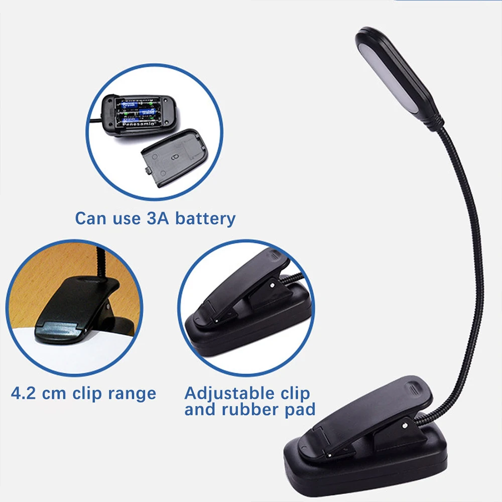 LED Eye Protection Book Night Light Adjustable Mini Clip-On Study Desk Lamp Battery Powered Flexible for Travel Bedroom Reading led light,night light,book light,mini night light,mini led light