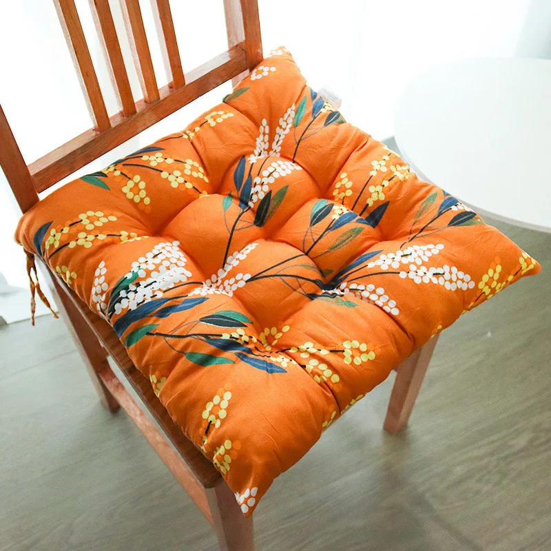 1pc 40x40cm Square Chair Cushion Cotton Linen Chair Back Cuhsion With Anti-skid Strap Home Office Chair Protective Mat Seat Pad 4