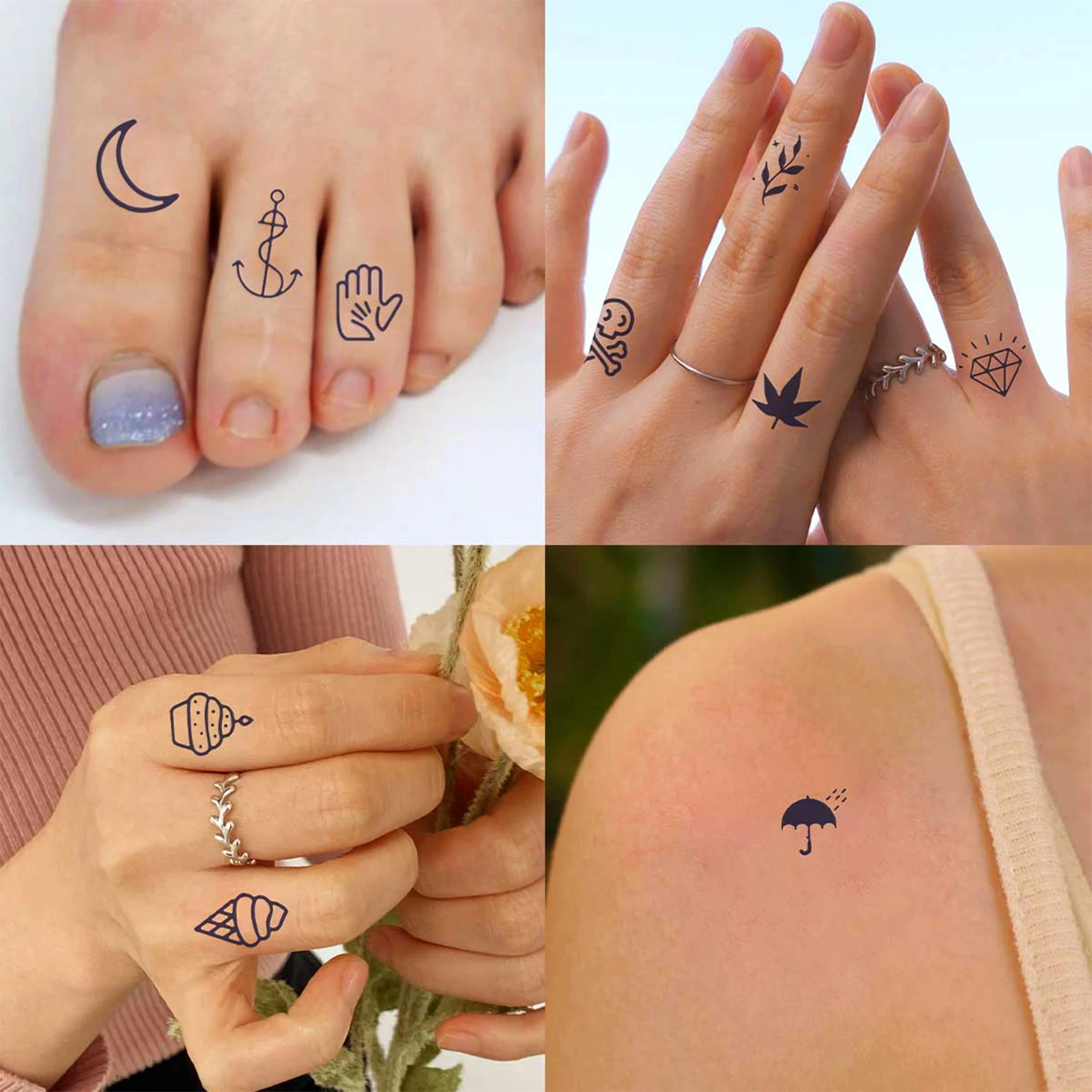 30pcs/set Simple Black Line Small Pattern Temporary Tattoo Stickers for  Girls Finger Wrist Ankle Tattoo Creative DIY Tattoos - AliExpress, image size:1600x1600