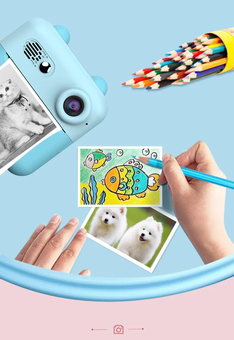 Children'S Camera Instant Shoot Photo Print Hd Digital Thermal Printer For Kids