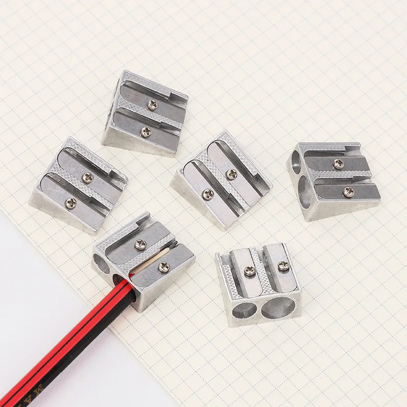 

2/4PCS Alloy Double Holes Pencil Sharpeners Standard Cosmetic Pencil Cutting Sharpener Student School Office Stationery Supplies