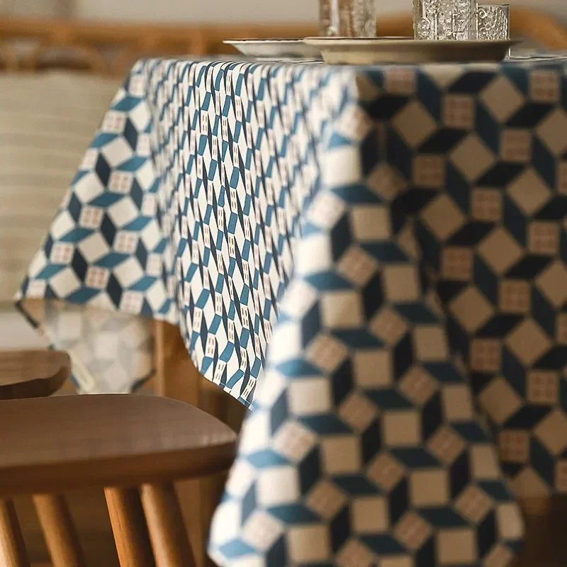 

Vintage Pastoral Style Tablecloth Cotton Linen Fabric Pu Waterproof Oil-Proof Disposable Dining Table Cushion Tablecloth