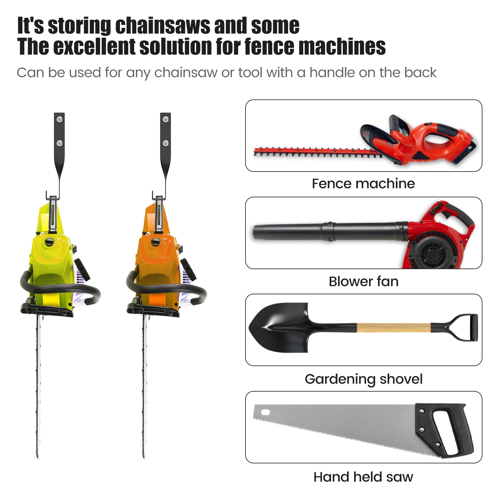 4Pcs Chainsaw Heavy Duty Hooks Hanging Load Capacity 110lbs Trimmer Wall Hooks Holder Organization Tools Storage Hanger 3