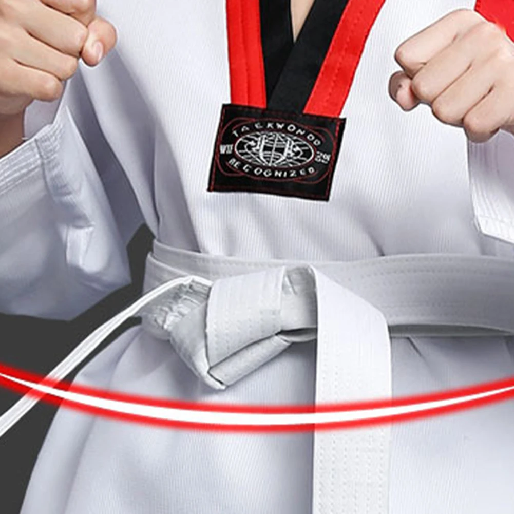 White Taekwondo Uniforms WTF Karate Judo Taekwondo Training Clothes Children Adult Unisex Long Sleeve TKD Clothing