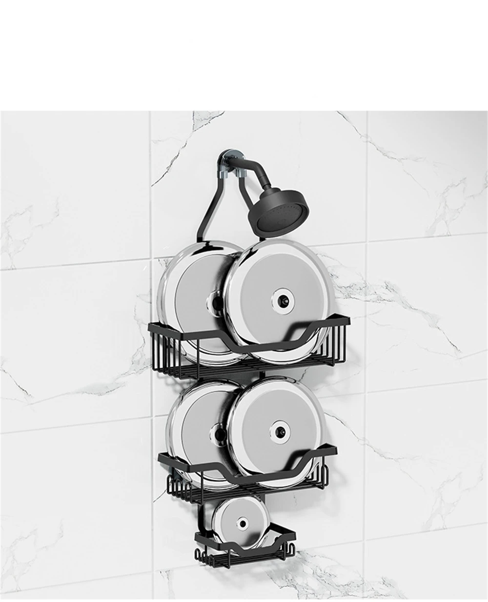 Description Picture 6 of itemWrought Iron Toilet Rain Head Hanger Bathroom Rack Shampoo Shower Gel Storage Rack Shower Room Storage Bathroom Accessories