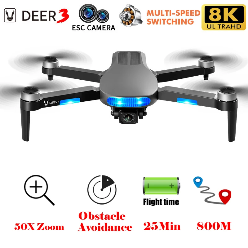 Lu3 Max Gps 50x Zoom Shooting Drone 8k Hd Dual Camera Profesional