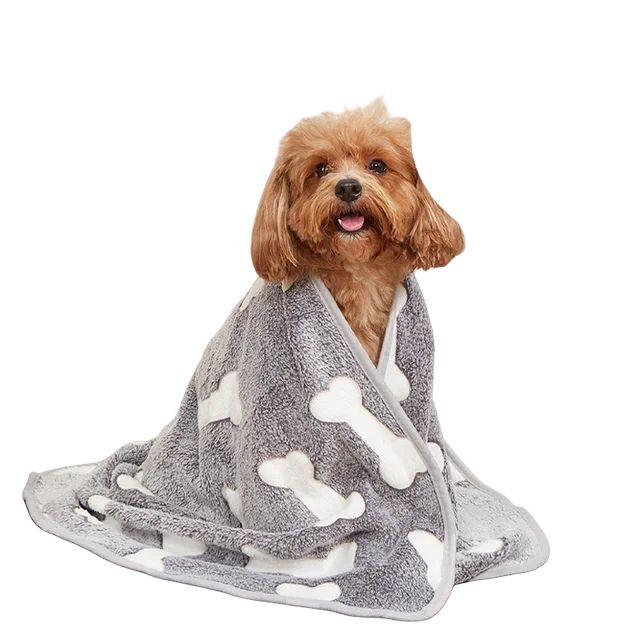 2PCS Soft Fluffy High Quality Pet Blanket Cute Cartoon Pattern Paw Print Dog Pet Mat Warm and Comfortable Blanket for Cat Dogs 3