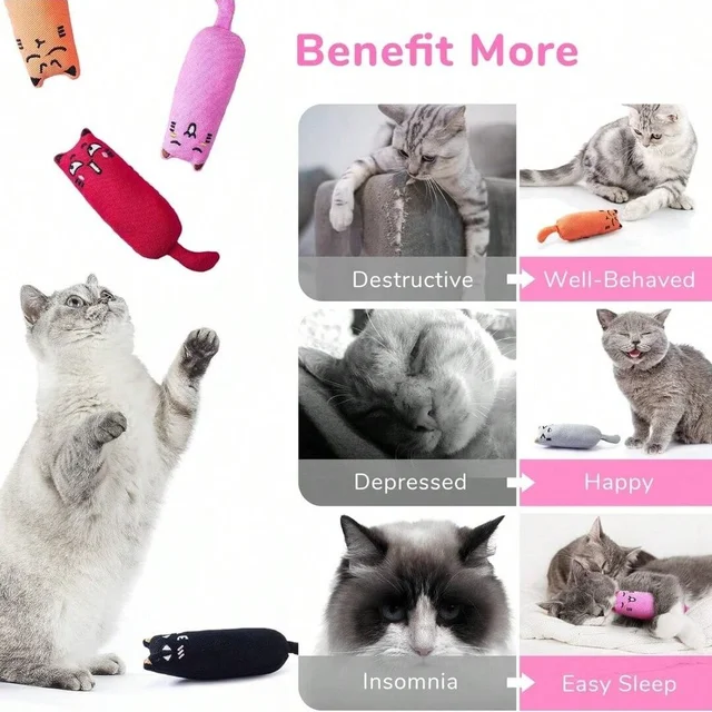Bite Resistant Catnip Toy for Cats,Catnip Filled Cartoon Mice Cat Teething Chew Toy 4