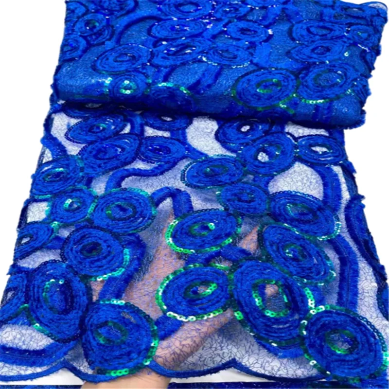 

Hot African Lace Fabric 2023 High Quality Lace 5Yards Nigerian Tulle Lace With Sequins Popular French Net Lace For Party Dress