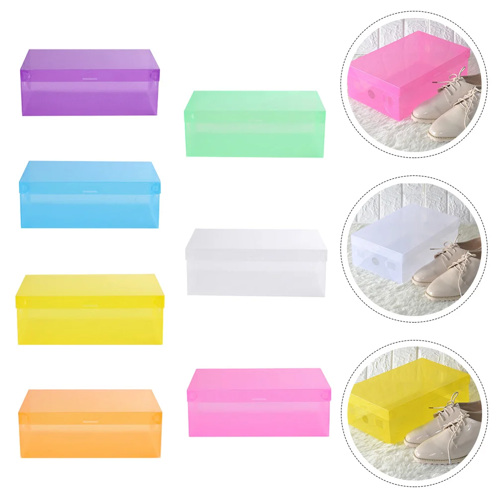 

7 Pcs Clear Shoe Organizer Shoes Storage Bin Box Closet Case Plastic Containers