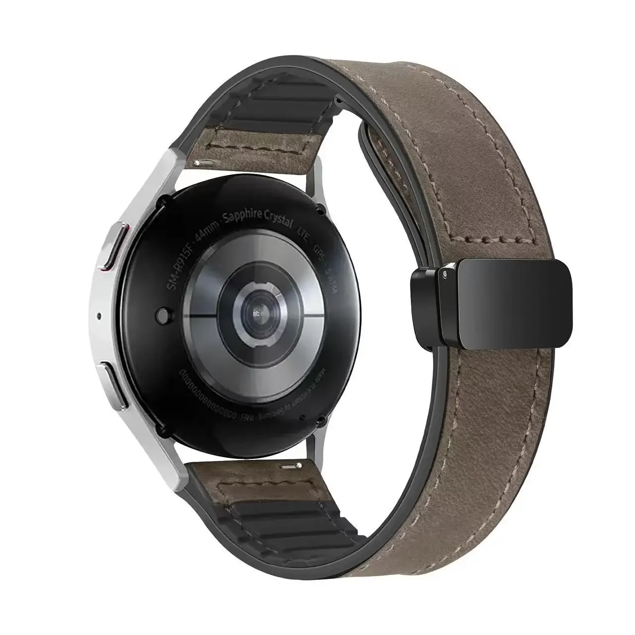 Elegant Leather Silicone Hybrid Strap - Premium Wristband Bracelet in Multiple Sizes