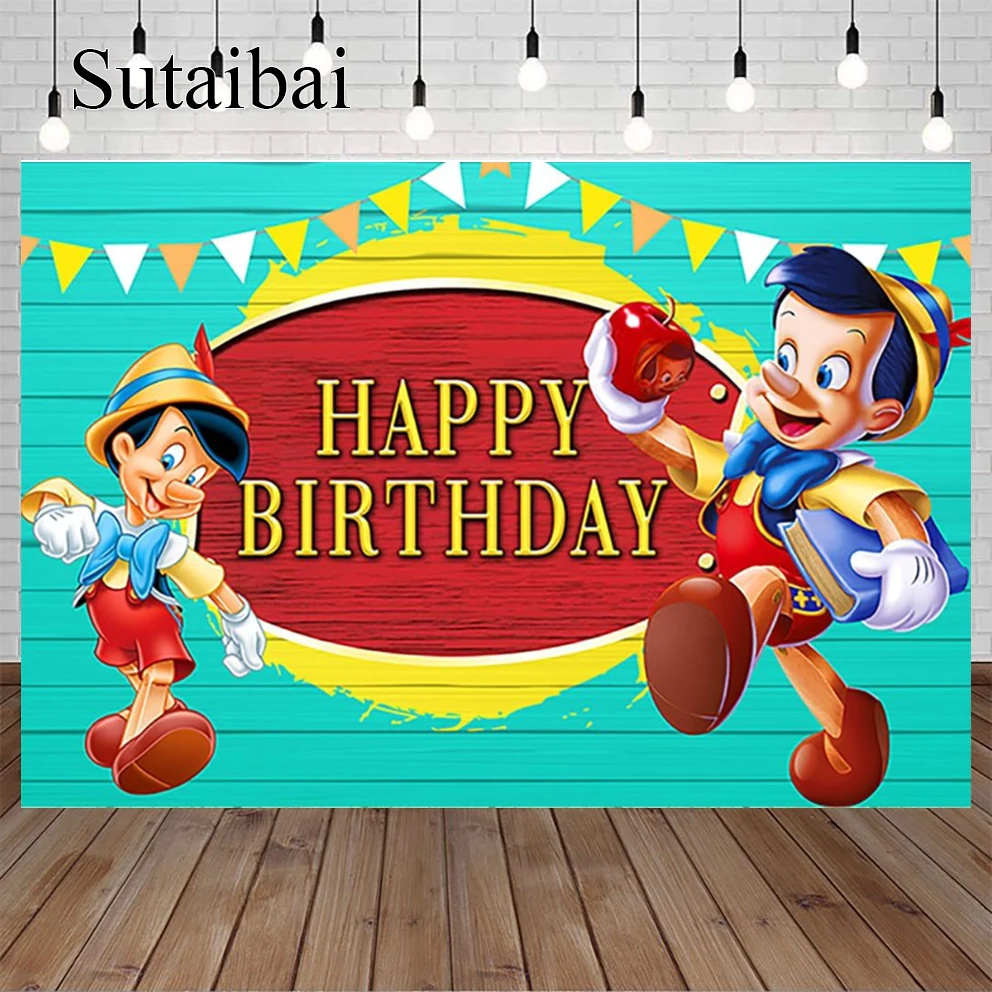 Pinocchio-Backdrop-for-Birthday-Party-Supplies-Wood-Photo-Backgrounds ...