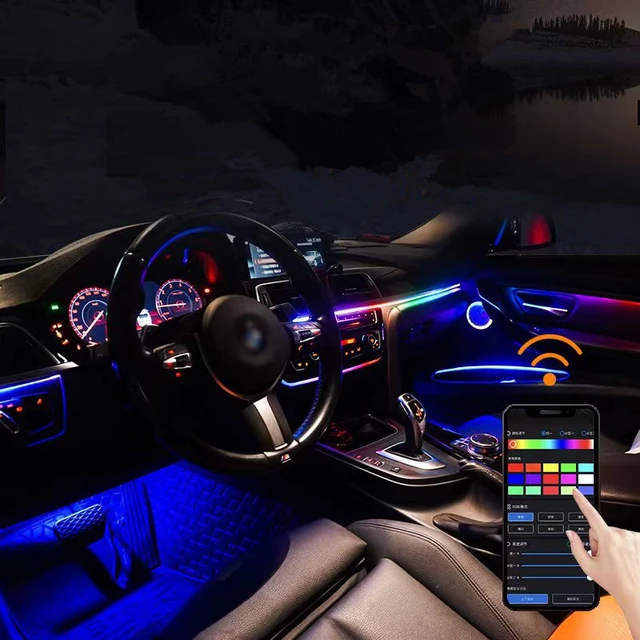Full Color Streamer Car Ambient Lights RGB 64 Color Universal LED Interior  Hidden Acrylic Strip Symphony Atmosphere Lamp 18 In 1 - AliExpress