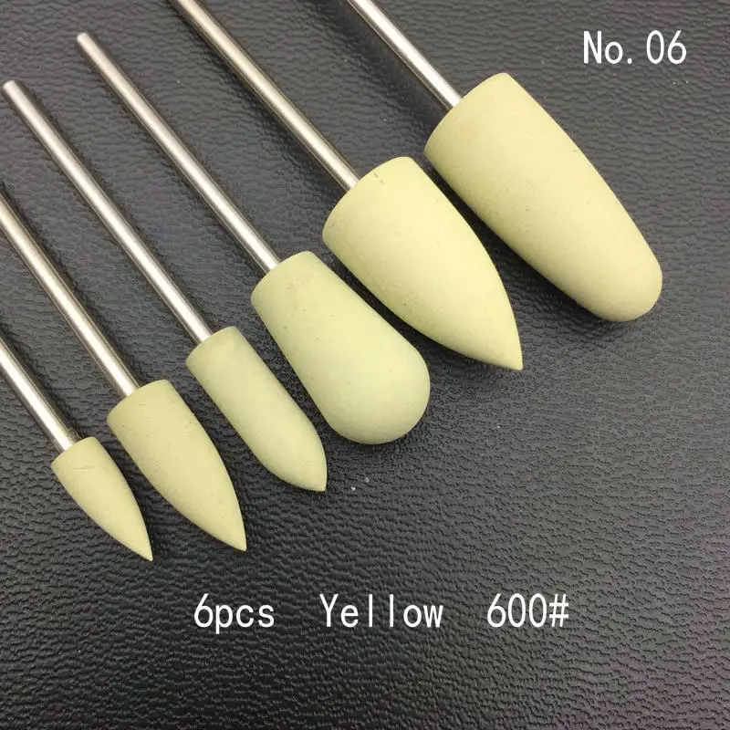 6-Piece Rubber Silicone Nail Drill Bit Set for Manicure and Polishing