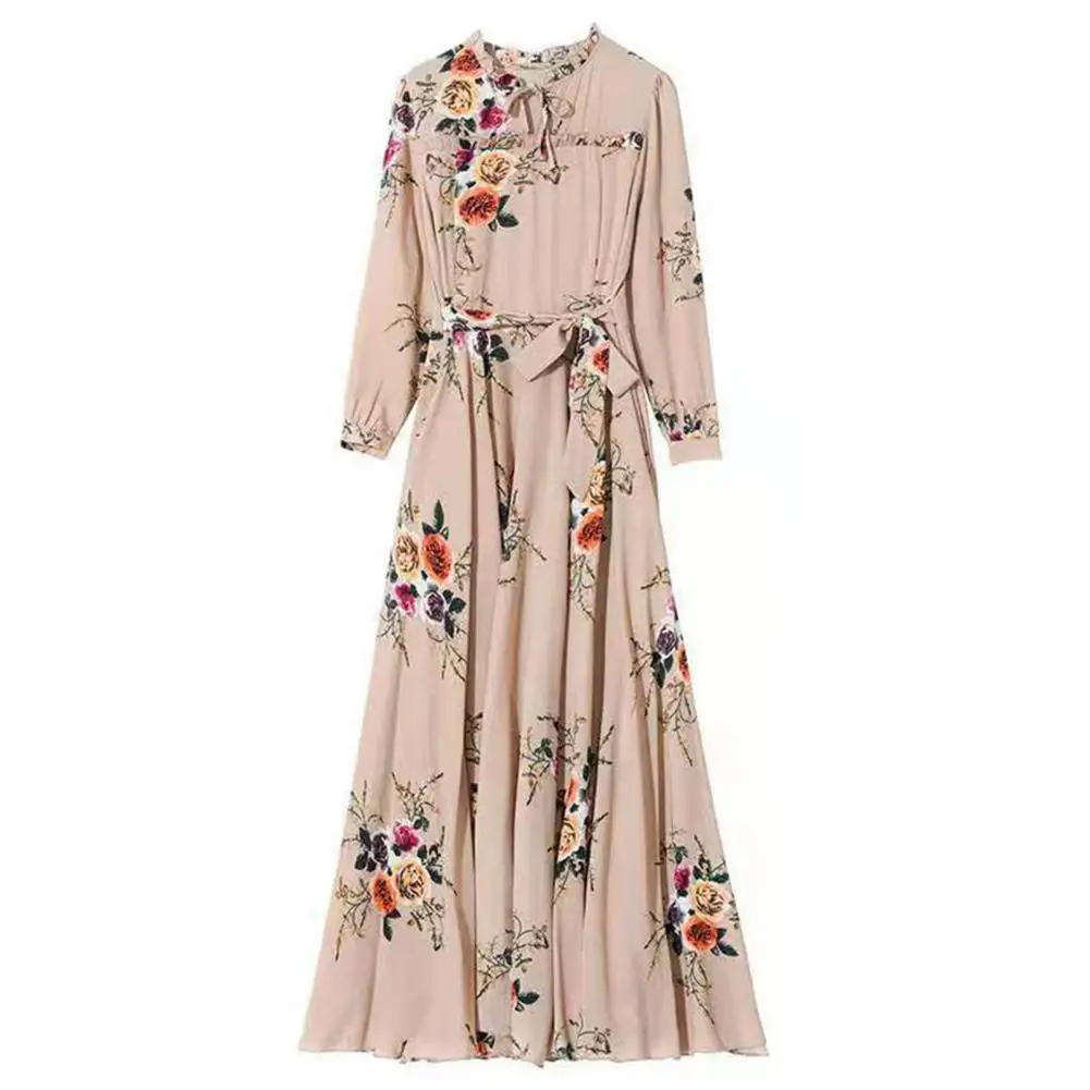 

Chic Banquet Dress Lace Up Full Length Shirring Edge Women Maxi Dress Hollow Out Women Maxi Dress Female Clothes