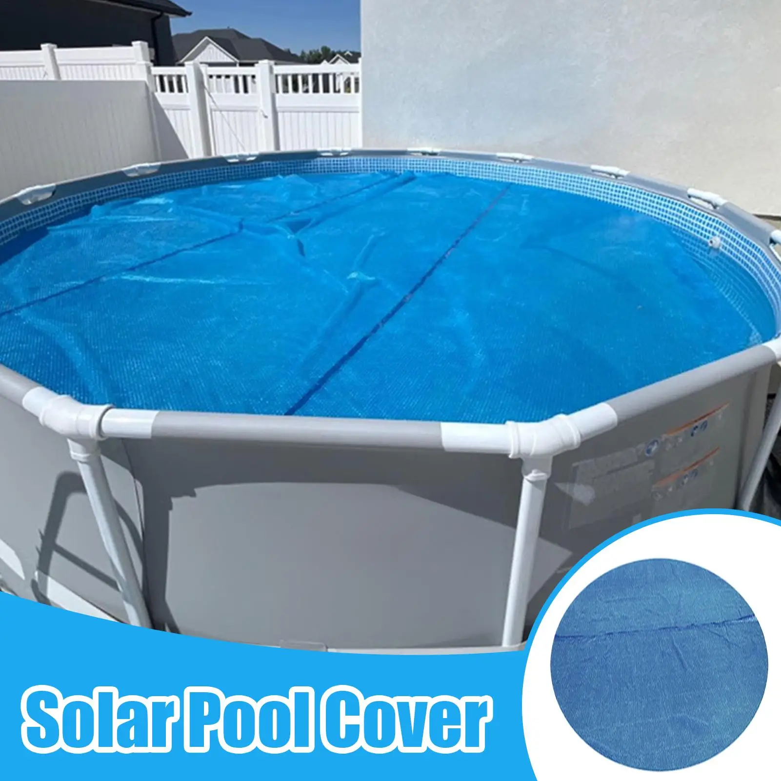 Solar Pool Cover 8 FT Round Solar Blanket Circle Floating Thermal Insulation Pool Bubble Covers for Swimming Pools
