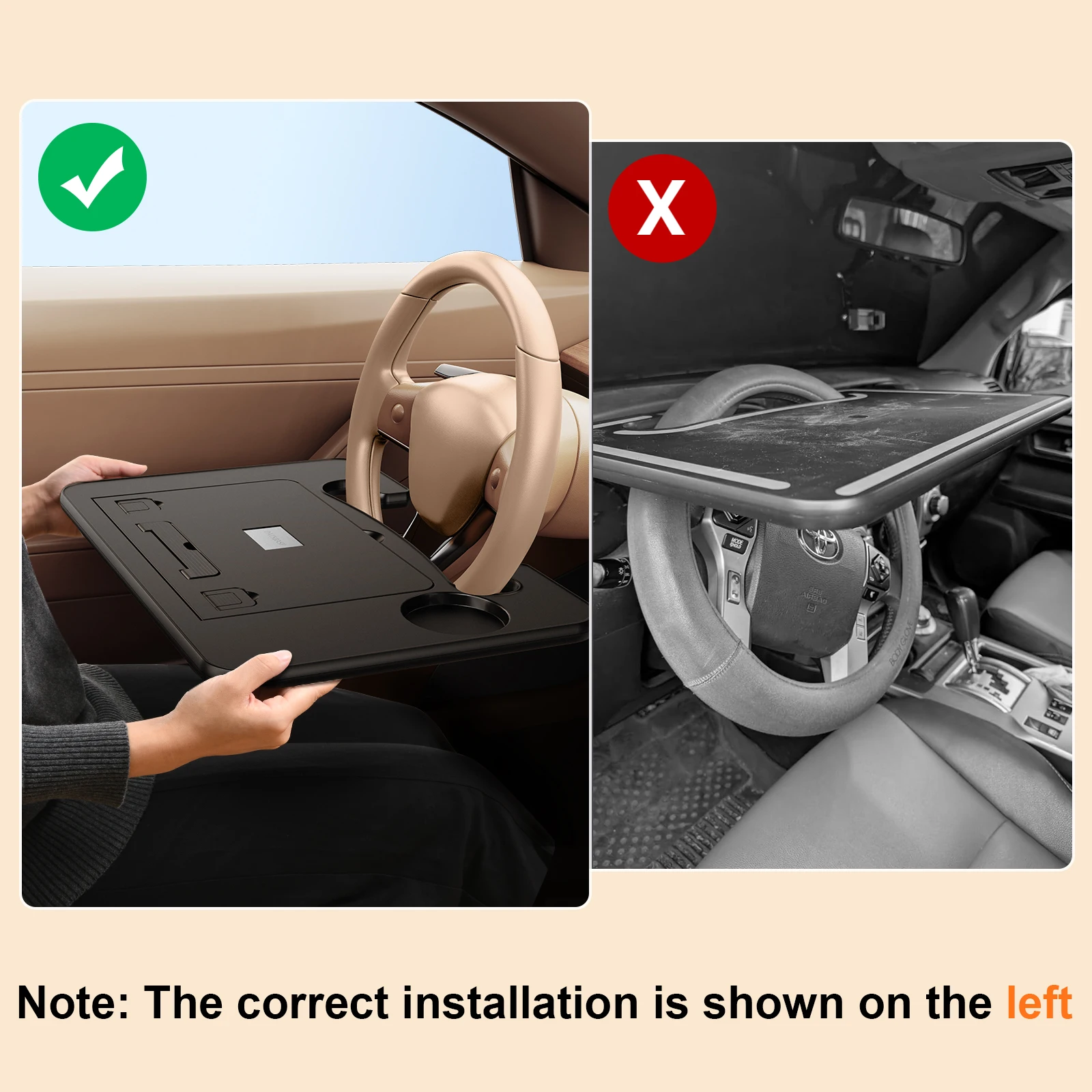Eary Car Steering Wheel Desk Tray for Laptop Food Tray for Eating with Drink Holder Multi purpose Travel Car Accessories For Men