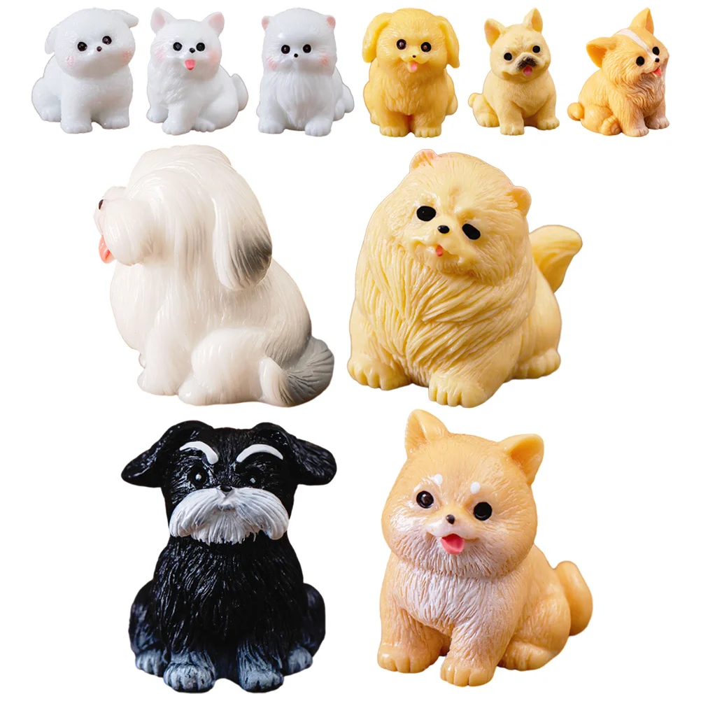 

10 Pcs Micro Landscape Puppy Toys Dog Figurines Mini Animals Figures Statue Realistic Resin Tiny