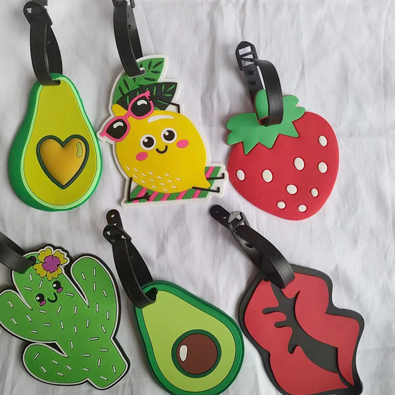 Etichetta per bagagli a forma di frutta del fumetto creativo simpatica carta d'imbarco in Silicone valigia identificazione dei bagagli Hangtag accessori da viaggio  1524
