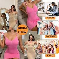 Femmes Shapewear contrôle glisse pour sous les robes Sexy corps Shaper ventre contrôle Spaghette sangle Slip sans couture minceur Cami 5