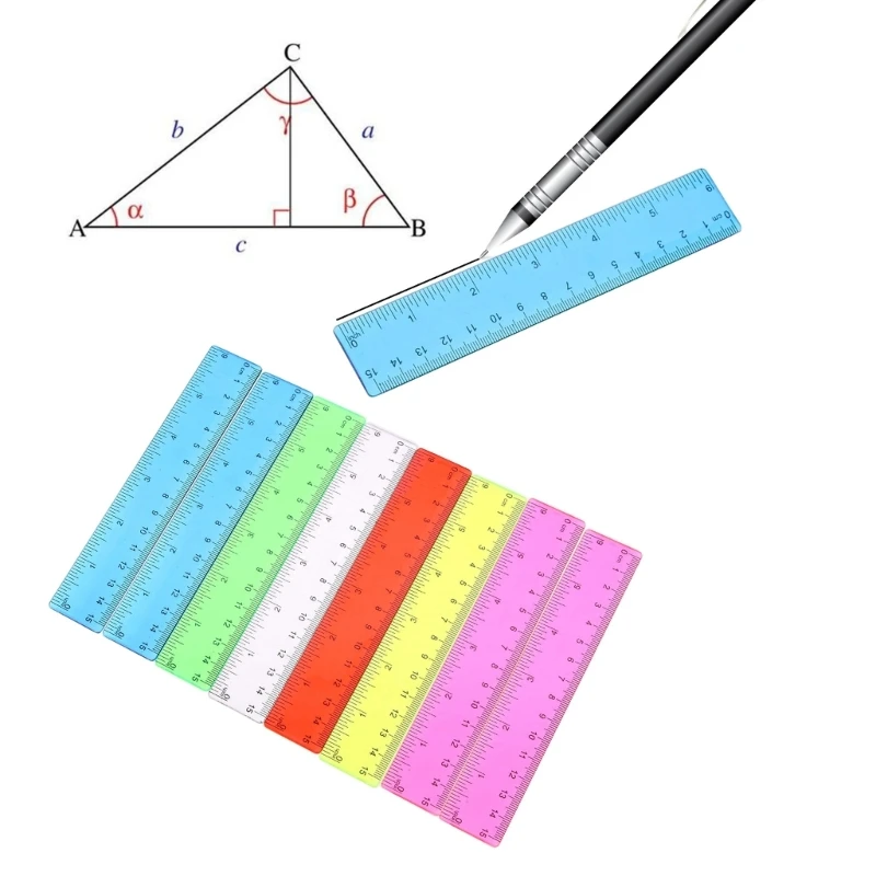 Ruler Set 8Pcs Metric Bulk Rulers With Inches and Centimeters Kids Plastic Ruler for School