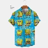 2024 Summer New Harajuku Casual Shirt Cute Spongebob Anime Street Trend Versatile Men's Lapel Short Sleeve Shirt 5