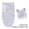 Baby Blanket Hat Set Cartoon Printed Cotton Newborn Swaddle Adjustable Infant Sleeping Swaddle Wraps All Seasons 0-6 Months 6