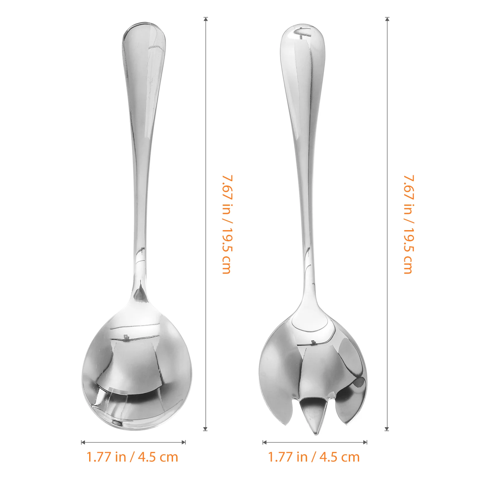 Stainless Steel Salad Fork and Spoon Serving Set for Party Home Restaurant