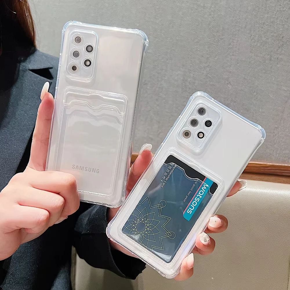 Shockproof Clear Back Card Holder Phone Case