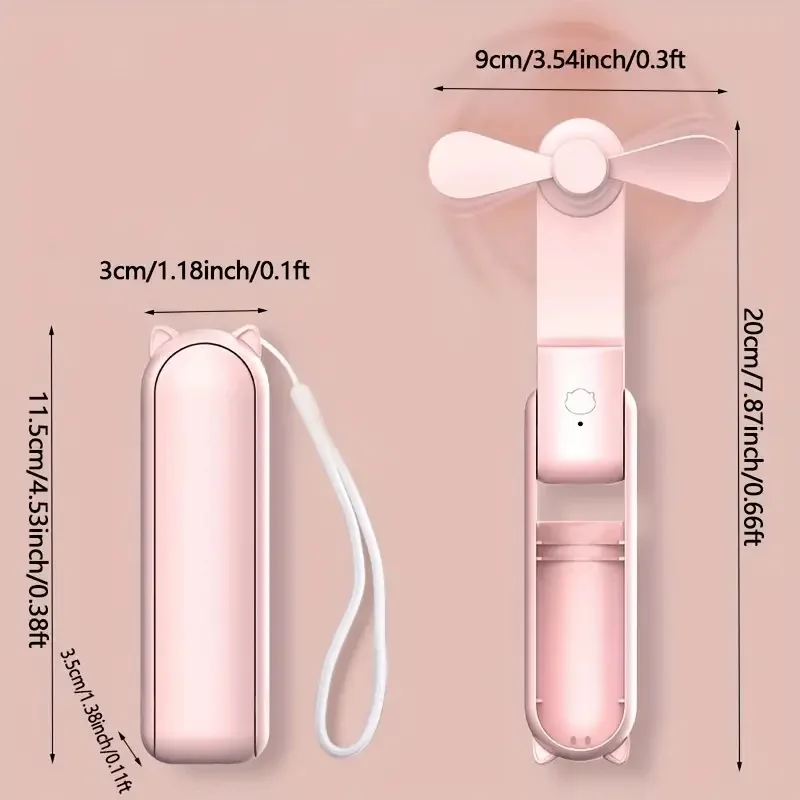 Portable Mini Fan, USB Rechargeable, 3-speed Adjustable, Foldable Handheld...