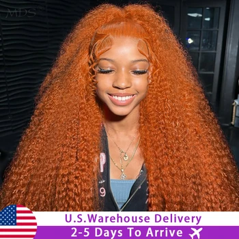 13x6 Water Wave Orange Ginger Lace Front Wig Human Hair 30 38 Inch 13x4 Deep Wave Lace Front Wigs Orange Curly Human Hair Wig 1